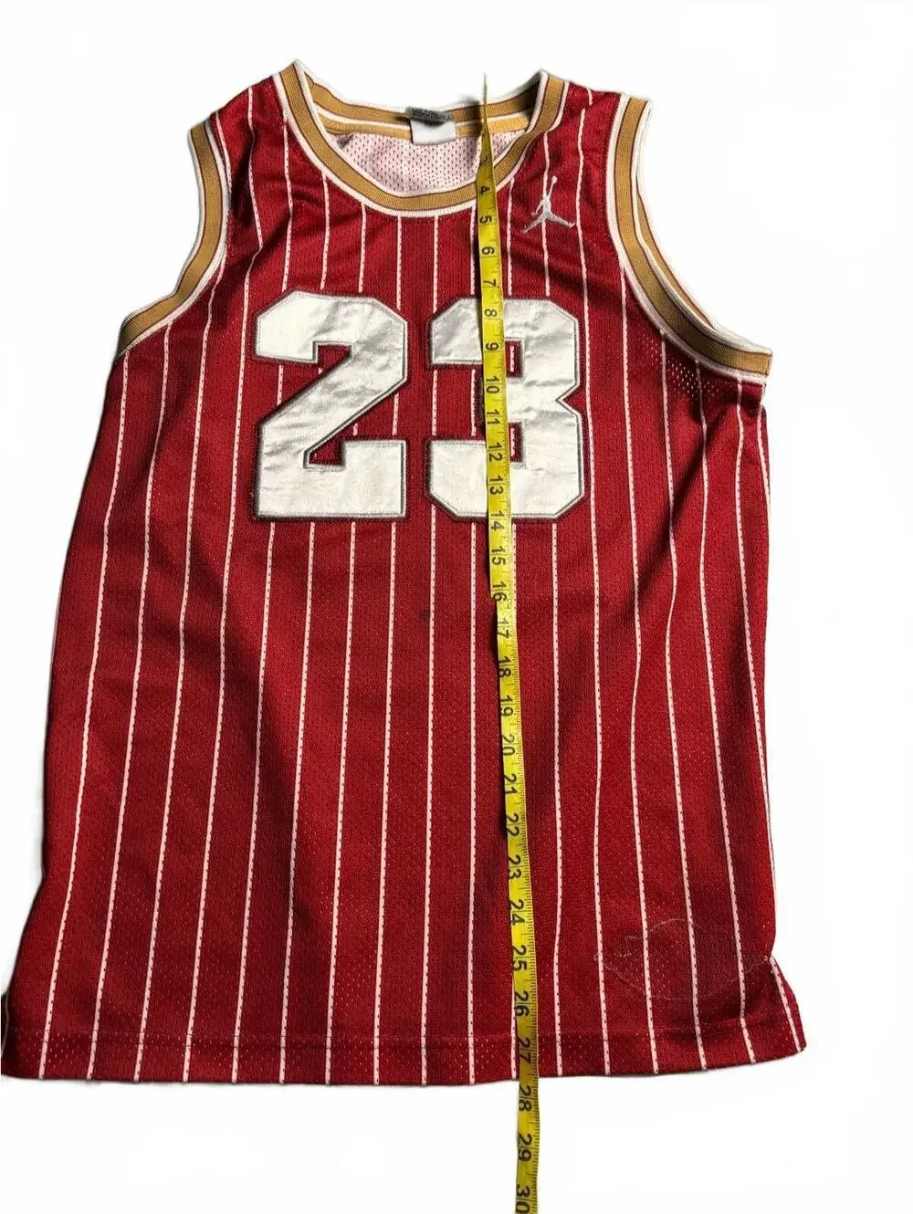 Jordan Red Pinstripe Basketball Jersey with Number 23